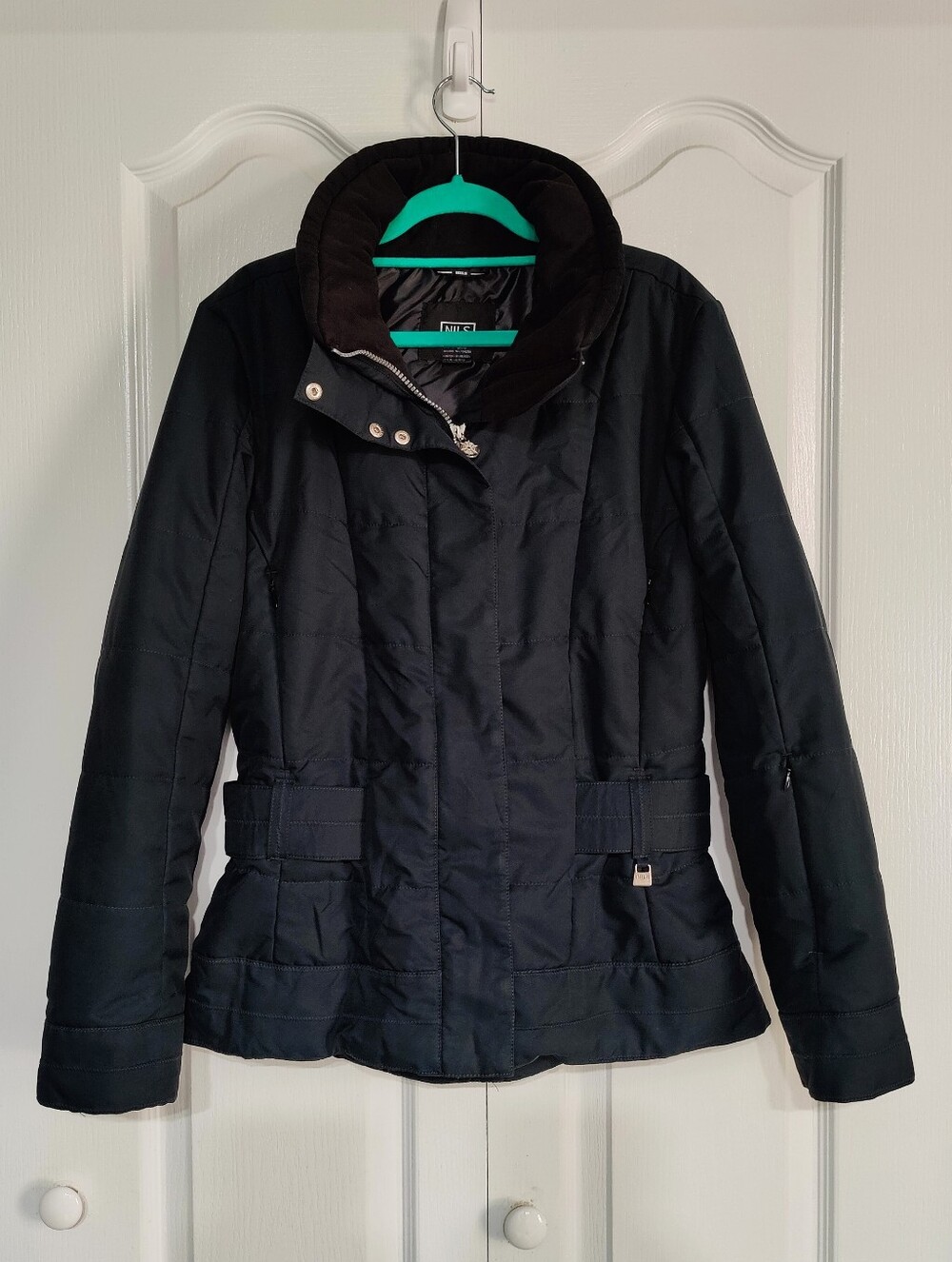 NILS Womens 8 Medium Black Belted Quilted Waterproof Insulated Puffer Jacket